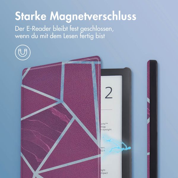 imoshion Design Slim Hard Case Klapphülle Pocketbook Touch Lux 5 / HD 3 / Basic Lux 4 / Vivlio Lux 5 - Bordeaux Graphic