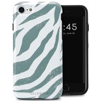 Selencia Vivid Tough Back Cover für das Apple iPhone SE (2022 / 2020) / 8 / 7 / 6(s) - Colorful Zebra Pine Blue