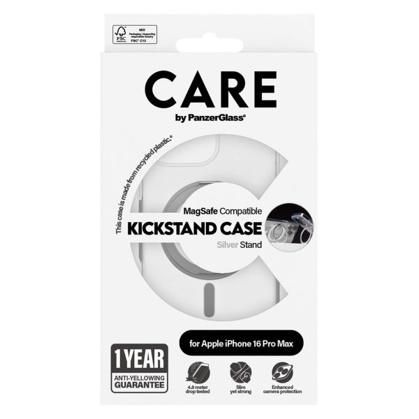 CARE by PanzerGlass Kickstand Case MagSafe für das iPhone 16 Pro Max - Silber