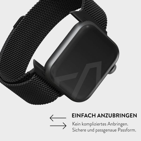 Burga Mailändische armband für das Apple Watch Series 1 bis 9 / SE (38/40/41 mm) | Series 10 (42 mm) - Schwarz