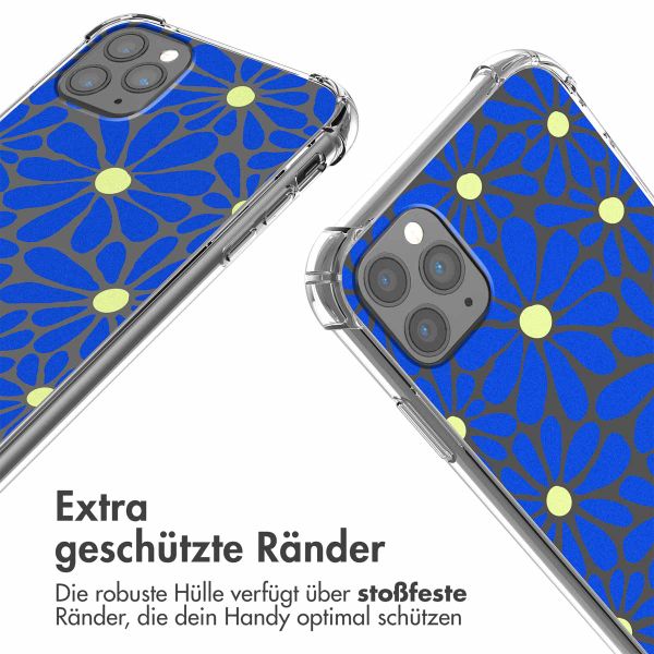 imoshion Design Hülle mit Band Apple iPhone 11 Pro - Cobalt Blue Flowers Connect