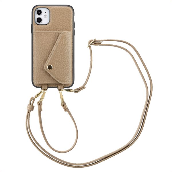 Selencia Sera Kordel-Hulle mit Kartenhalter-Umschlag für das iPhone 11 - Beige