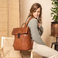 The Chesterfield Brand Savona Laptop Rucksack 15-15.6 Zoll - Echtes Leder - Cognac