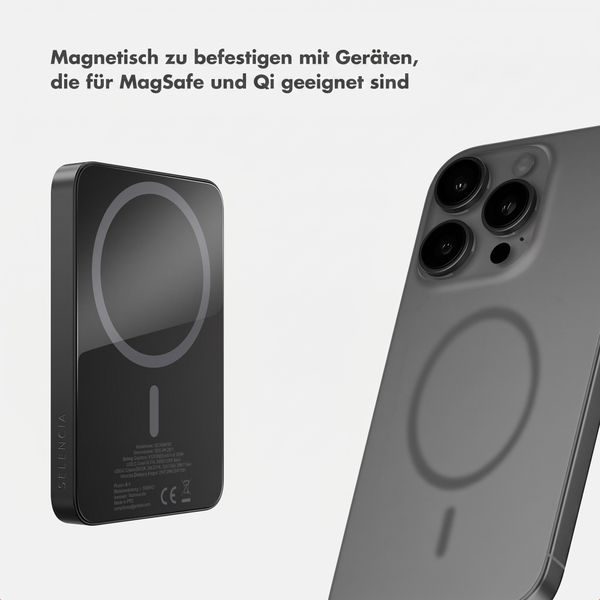Selencia Vivid Powerbank 5.000 mAh - MagSafe und Qi - Black / Midnight Blossom