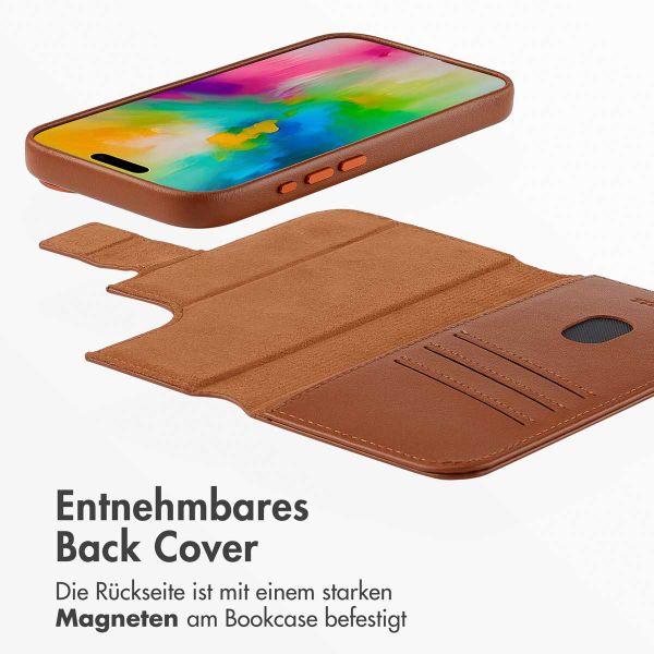 Accezz 2-in-1 Klapphülle aus Leder mit MagSafe Apple iPhone 16 - Sienna Brown