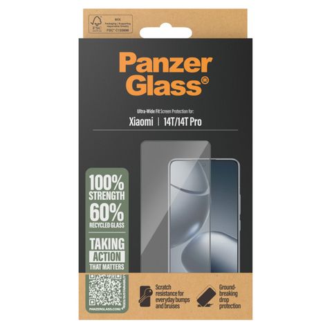 PanzerGlass Ultra-Wide Fit Antibakterieller Displayschutz für das Xiaomi 14T Pro