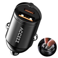 Accezz Autoladegerät | Schnellladegerät mit 2 Ports - USB-A 30 Watt + USB-C 65 Watt - Schwarz