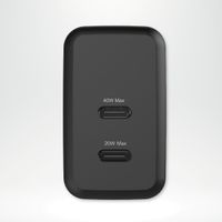 imoshion Wandladegerät - Netzteil - 2x USB-C 40 W + geflochtenes USB-C-zu-USB-C-Kabel 100 W - 1 Meter - Schwarz