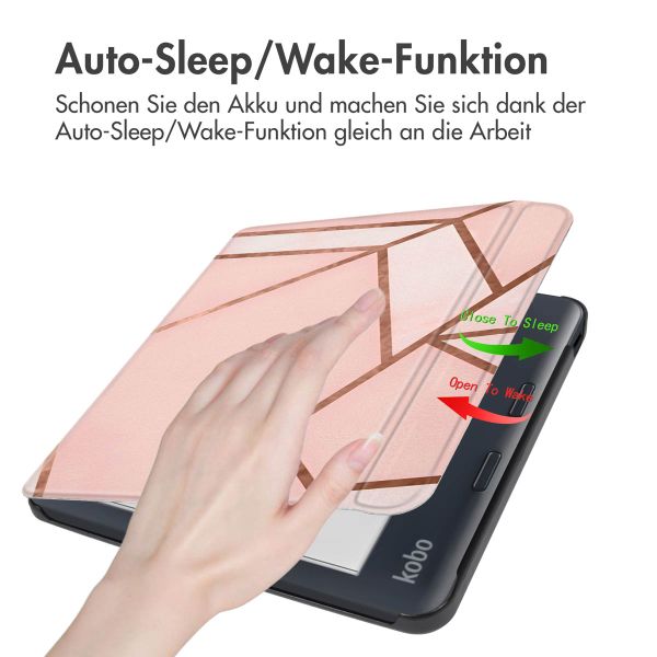 imoshion Design Slim Hard Case Sleepcover mit Stand für das Kobo Libra Colour / Tolino Vision Color - Pink Graphic
