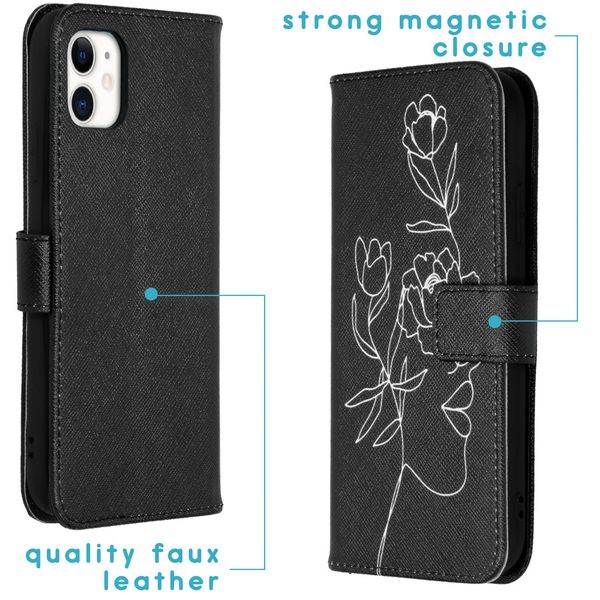 imoshion Design TPU Klapphülle für iPhone 11 - Woman Flower Black