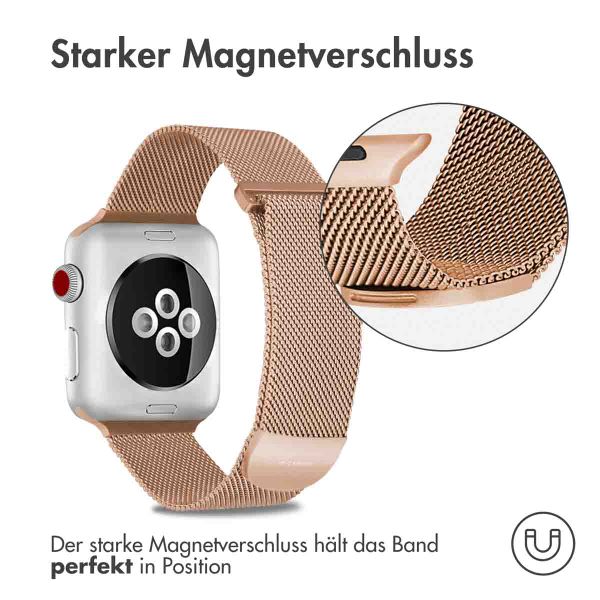 imoshion Magnetisches Milanaise Armband für das  Apple Watch Series 1 - 11 / SE / Ultra (44/45/46/49 mm) - Größe M - Rosé gold