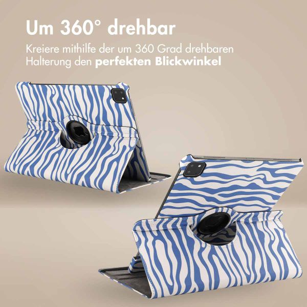 imoshion 360° drehbare Design Klapphülle für das iPad Air 13 inch (2024) M2 - White Blue Stripes