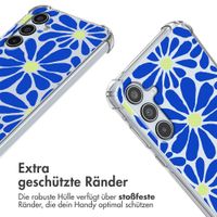 imoshion Design Hülle mit Band für das Samsung Galaxy A35 - Cobalt Blue Flowers Connect