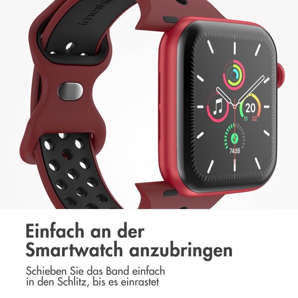 imoshion Sportarmband⁺ für die Apple Watch Series 1 bis 10 / SE / Ultra (2) (44/45/46/49 mm) - Größe S/M - Wine Red & Black