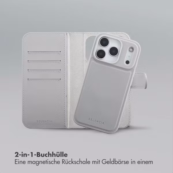 Selencia Olyn Abnehmbare Bookcase mit MagSafe Apple iPhone 17 Pro - Grau