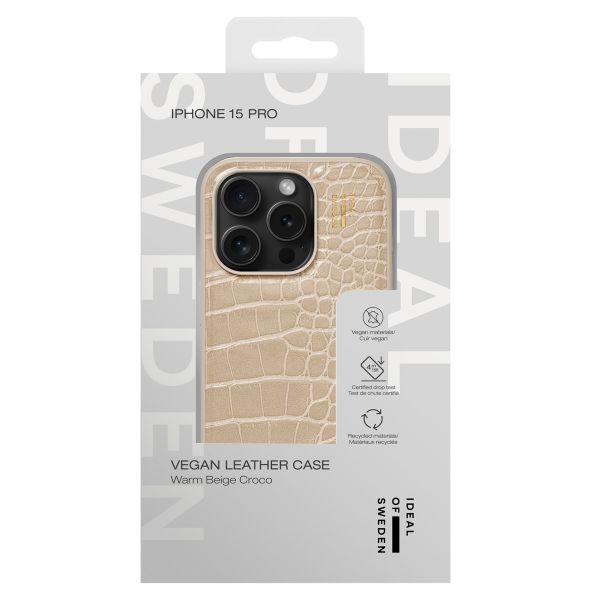 iDeal of Sweden Vegan Leather Back Cover für das iPhone 15 Pro - Warm Beige Croco