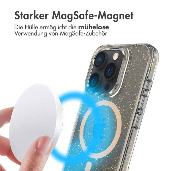 imoshion Klare Glitter Backcover mit MagSafe Apple iPhone 15 Pro Max - Gold