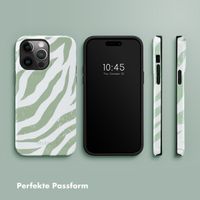 Selencia Vivid Tough Back Cover für das iPhone 14 Pro Max - Colorful Zebra Sage Green