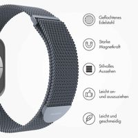 imoshion Magnetisches Milanaise Armband für das  Apple Watch Series 1 - 11 / SE / Ultra (44/45/46/49 mm) - Größe M - Dunkelgrau