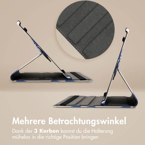 imoshion 360° drehbare Design Klapphülle für das Samsung Galaxy Tab S10 Ultra / Tab S9 Ultra - White Blue Stripes