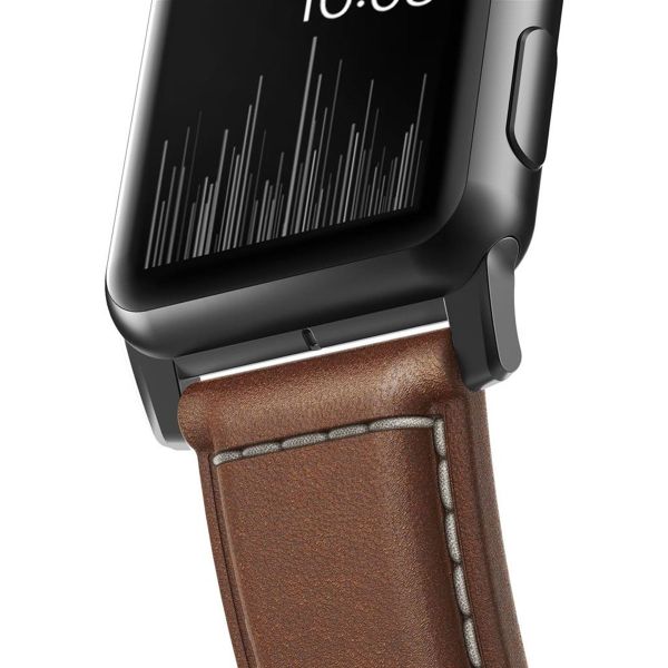 Nomad Traditionelles Lederarmband für die Apple Watch Series 1 bis 10 / SE / Ultra (2) (44/45/46/49 mm) - Braun/Schwarz