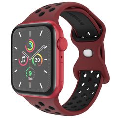 imoshion Sportarmband⁺ für die Apple Watch Series 1 bis 9 / SE (38/40/41 mm) | Series 10 (42 mm) - Größe S/M - Wine Red & Black