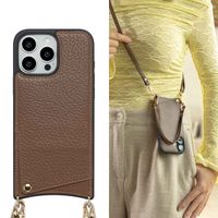 Selencia Nova HandyHülle mit Kordel und Kartenhalter Apple iPhone 16 Pro Max - Mocha Brown