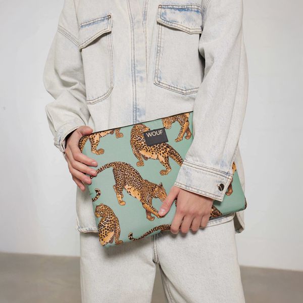 Wouf Daily Laptop Hülle 13-14 Zoll - Laptop Sleeve - Emerald Leopard