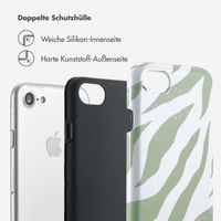 Selencia Vivid Tough Back Cover für das iPhone SE (2022 / 2020) / 8 / 7 / 6(s) - Colorful Zebra Sage Green