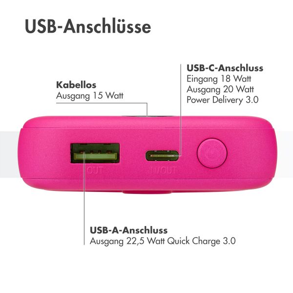 imoshion MagSafe Powerbank - 10.000 mAh - Kabellose Powerbank - Hot Pink