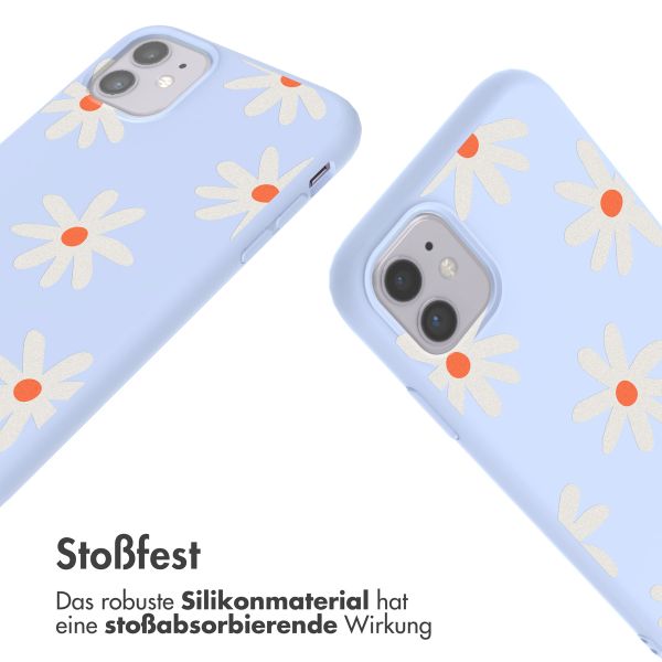 imoshion Silikonhülle design mit Band für das iPhone 11 - Lila Flower Distance