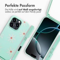 imoshion Silikonhülle design mit Band für das iPhone 16 Pro Max - Green Flower Distance