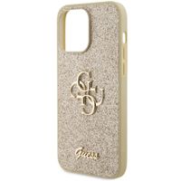 Guess 4G Metal Logo Back Cover mit Glitter für das iPhone 15 Pro Max - Gold