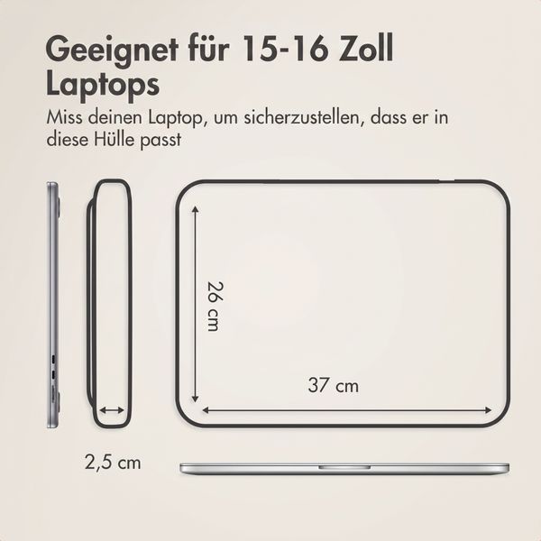 Accezz Leather Laptop Hülle mit Reißverschluss 15-16 Zoll - Laptop Sleeve - Cognac