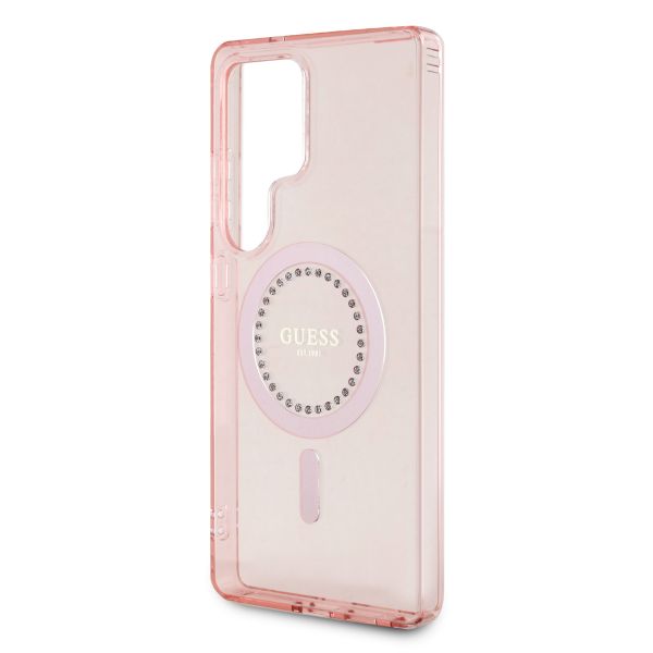 Guess MagSafe IML Strass Hülle Samsung Galaxy S25 Ultra - Rosa