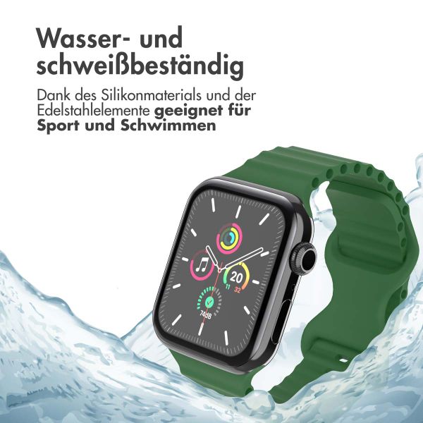 imoshion Athletisches Silikonarmband für die Apple Watch Series 1 bis 10 / SE / Ultra (2) (44/45/46/49 mm) - Dunkelgrün