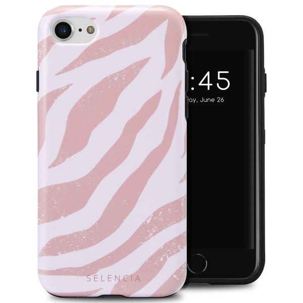 Selencia Vivid Tough Back Cover für das iPhone SE (2022 / 2020) / 8 / 7 / 6(s) - Colorful Zebra Old Pink