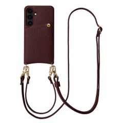 Selencia Nova HandyHülle mit Kordel und Kartenhalter Samsung Galaxy S25 / S24 - Bold Burgundy