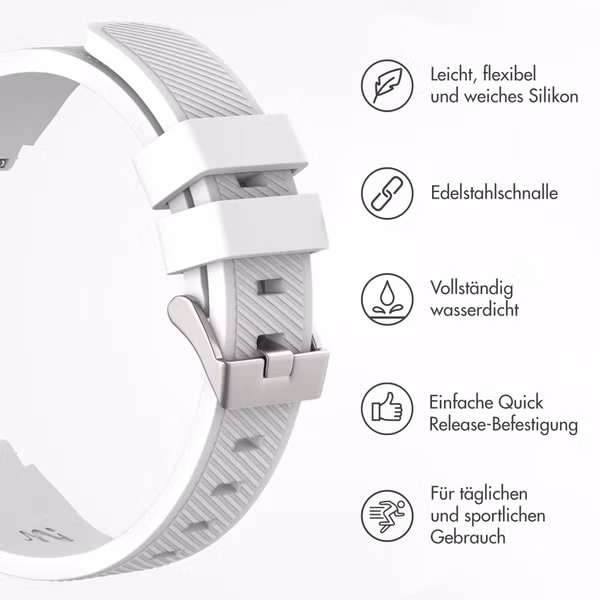 imoshion Flexibles Silikonarmband - Universeller 20-mm-Anschluss - Weiß