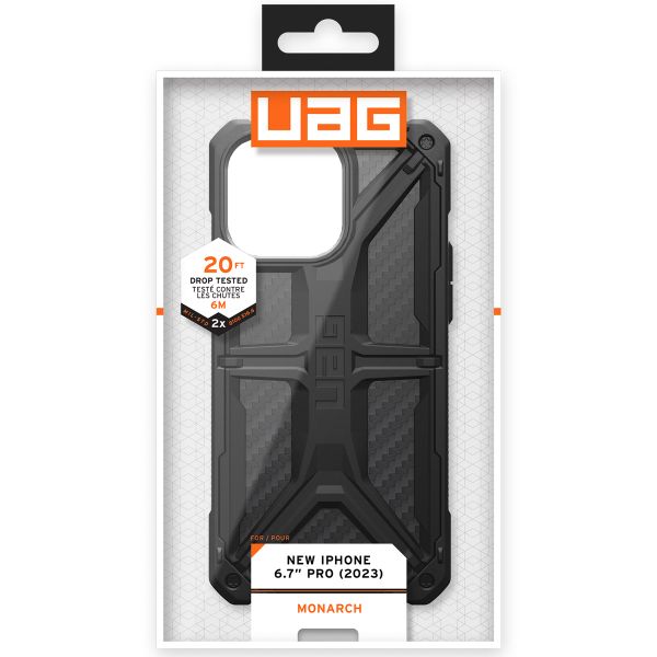 UAG Monarch Backcover für das iPhone 15 Pro Max - Carbon Fiber