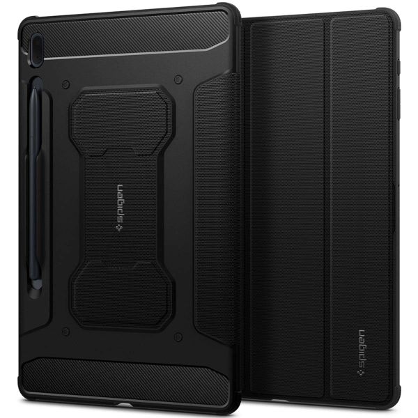 Spigen Rugged Armor Pro Klapphülle für das Samsung Galaxy Tab S8 Plus / S7 Plus / Tab S7 FE 5G - Schwarz