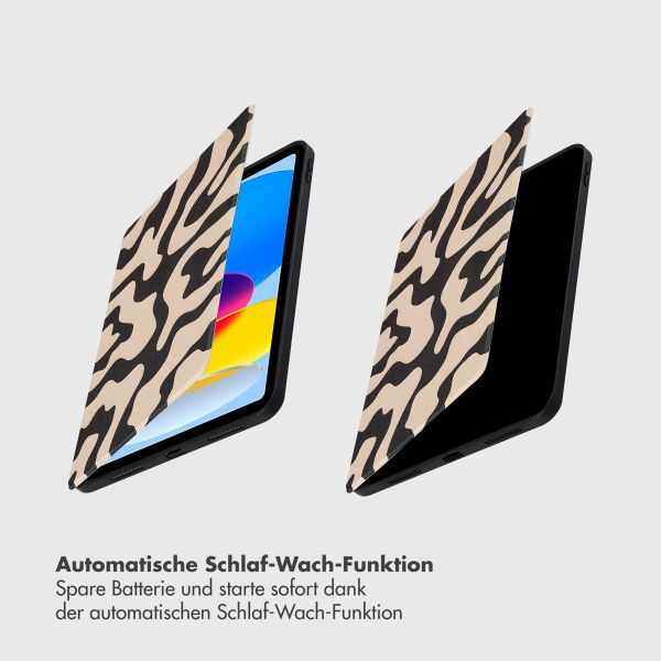 Selencia Vivid Klapphülle Apple iPad 11 (2025) 11 Zoll A16 / iPad 10 (2022) 10.9 Zoll - Art Wave Black