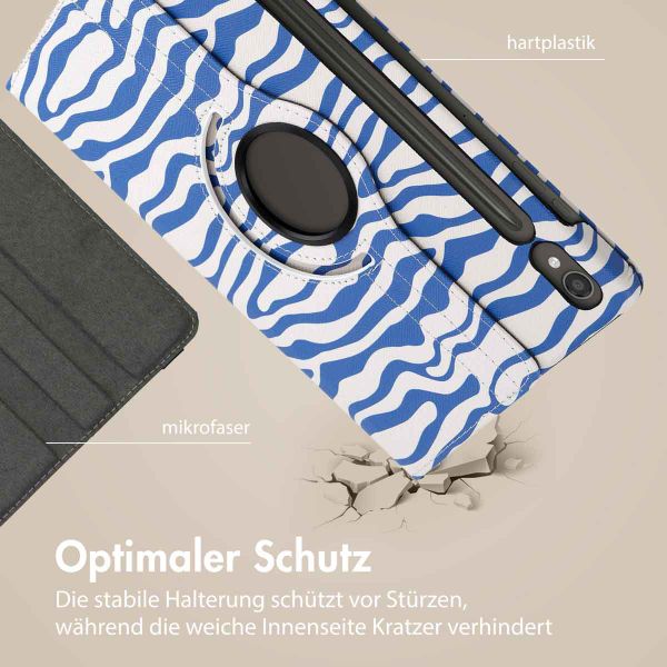 imoshion 360° drehbare Design Klapphülle für das Samsung Galaxy Tab S9 11.0 Zoll - White Blue Stripes