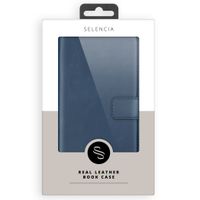Selencia Echtleder Klapphülle Apple iPhone 12 Mini - Blau