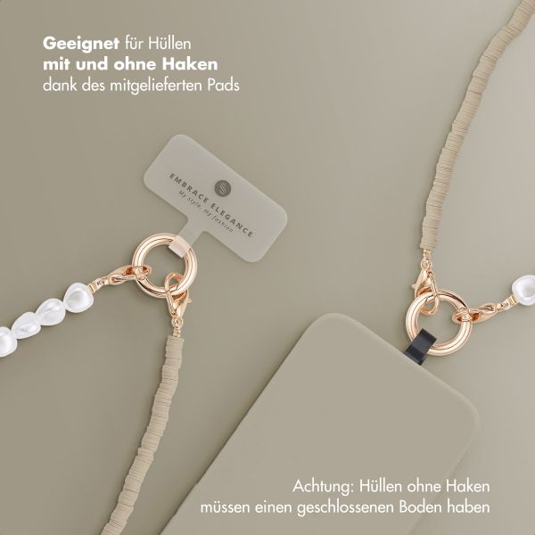 Selencia Handyketten Set mit Perlen und Elastikbändern - Greige