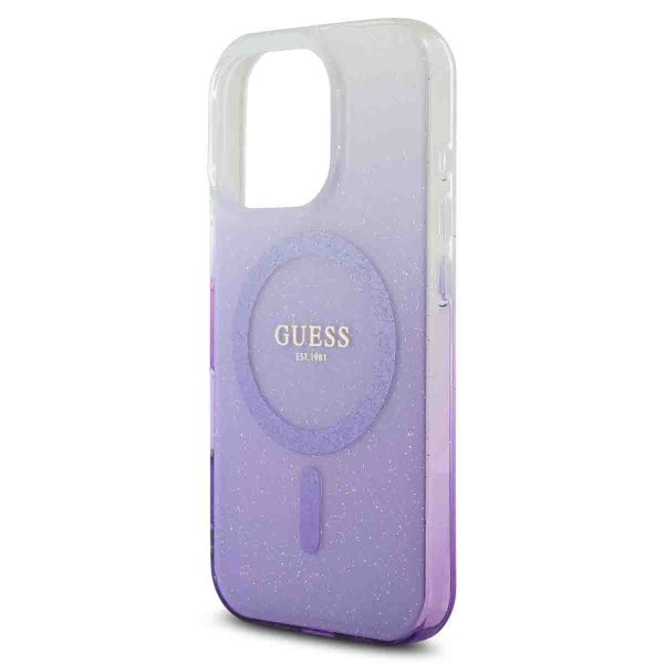 Guess MagSafe IML Glitter Gradient Case für das iPhone 16 Pro - Purple