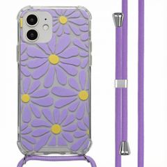 imoshion Design Hülle mit Band Apple iPhone 12 (Pro) - Tropical Violet Flowers Connect