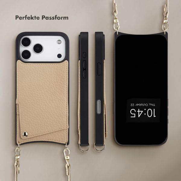 Selencia Nova HandyHülle mit Kordel und Kartenhalter Apple iPhone 18 Pro Max / 17 Pro Max - Beige