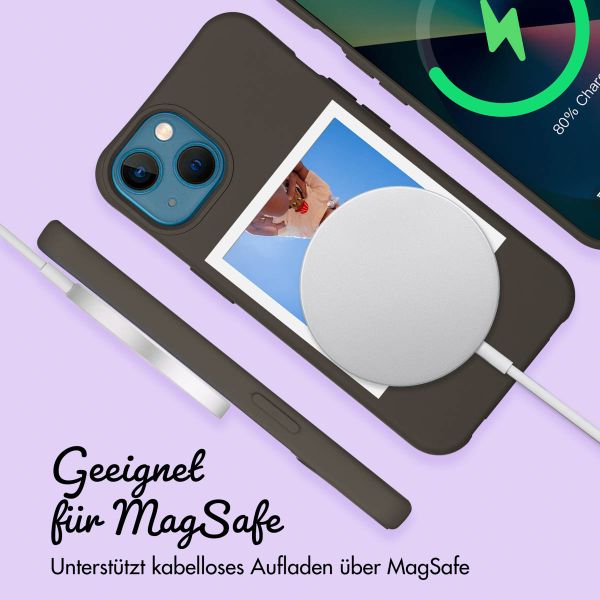 Personalisierte Color Backcover MagSafe mit abtrennbarem Band und Polaroid für iPhone 13 - Black Coffee