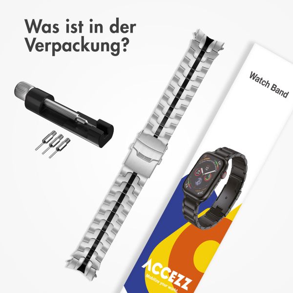 Accezz Steel Band für das  Samsung Galaxy Watch 4 / 5 / 6 / 7 / FE (20 mm) - Zilver & Zwart / Silver & Black